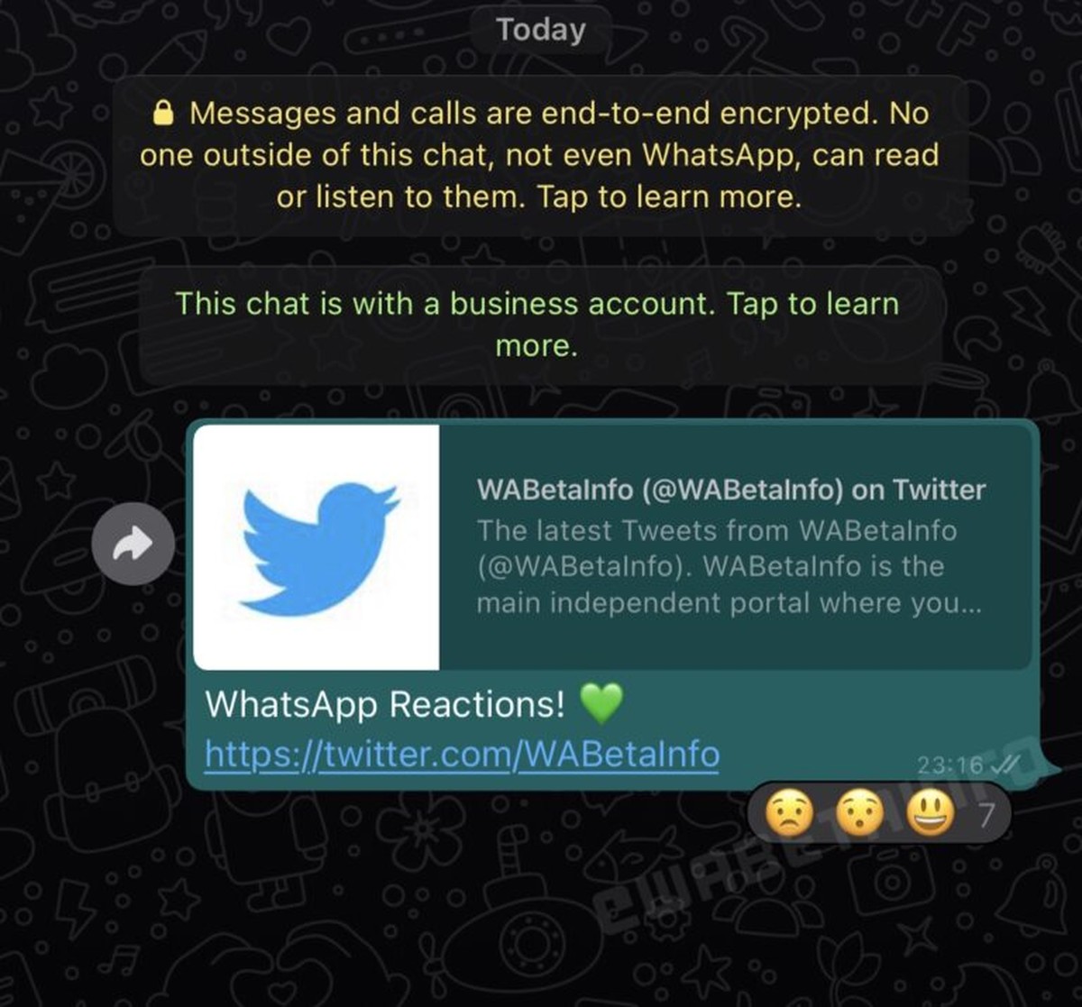 WhatsApp testa adicionar reações em mensagens