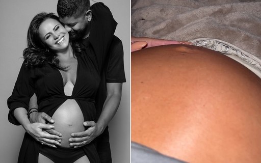 Na reta final da gravidez, Viviane Araújo mostra bebê se mexendo na barriga