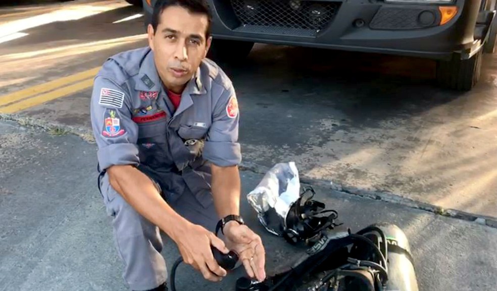 O sargento Marcos Fernando Alves, autor do salvamento, diz entender a aflição das pessoas em situações como essa — Foto: Ana Carolina Levorato/TV TEM