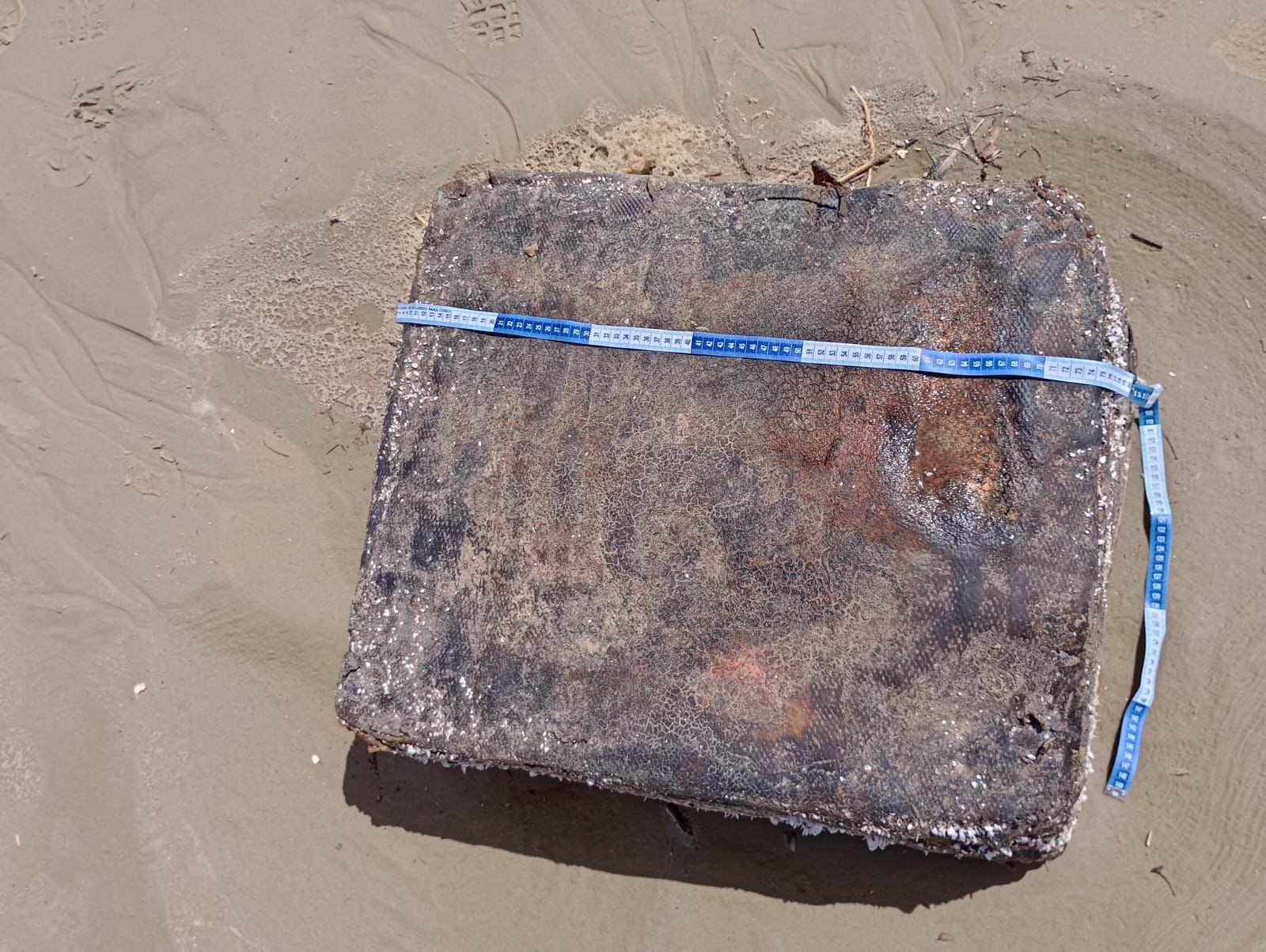 Objeto aparece em praia de SC e pesquisadores acreditam se tratar de peça de navio da 2ª Guerra Mundial 