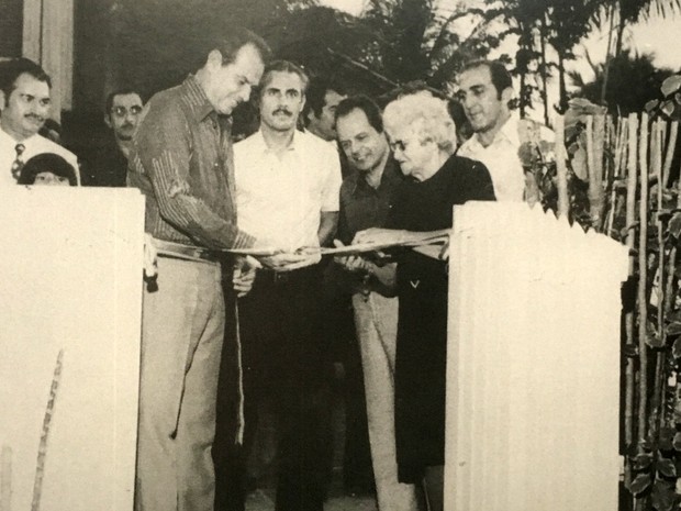 Phelippe Daou durante inauguração da primeira sede da TV Amapá (Foto: Arquivo Museu da Rede Amazônica)