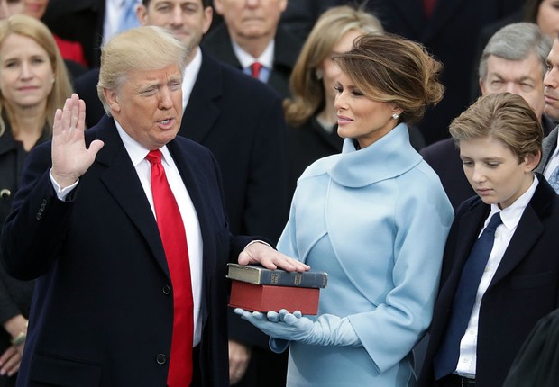 O presidente dos Estados Unidos, Donald Trump, durante a cerimônia de posse (Foto:  Chip Somodevilla/Getty Images)