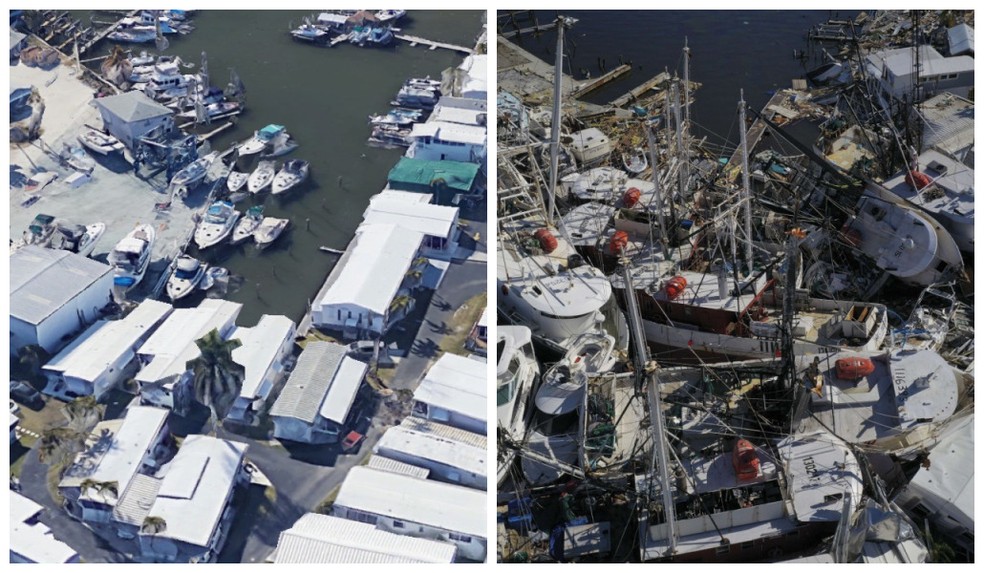 Marina da Ilha de San Carlo — Foto: Google Earth e Win McNamee/AFP