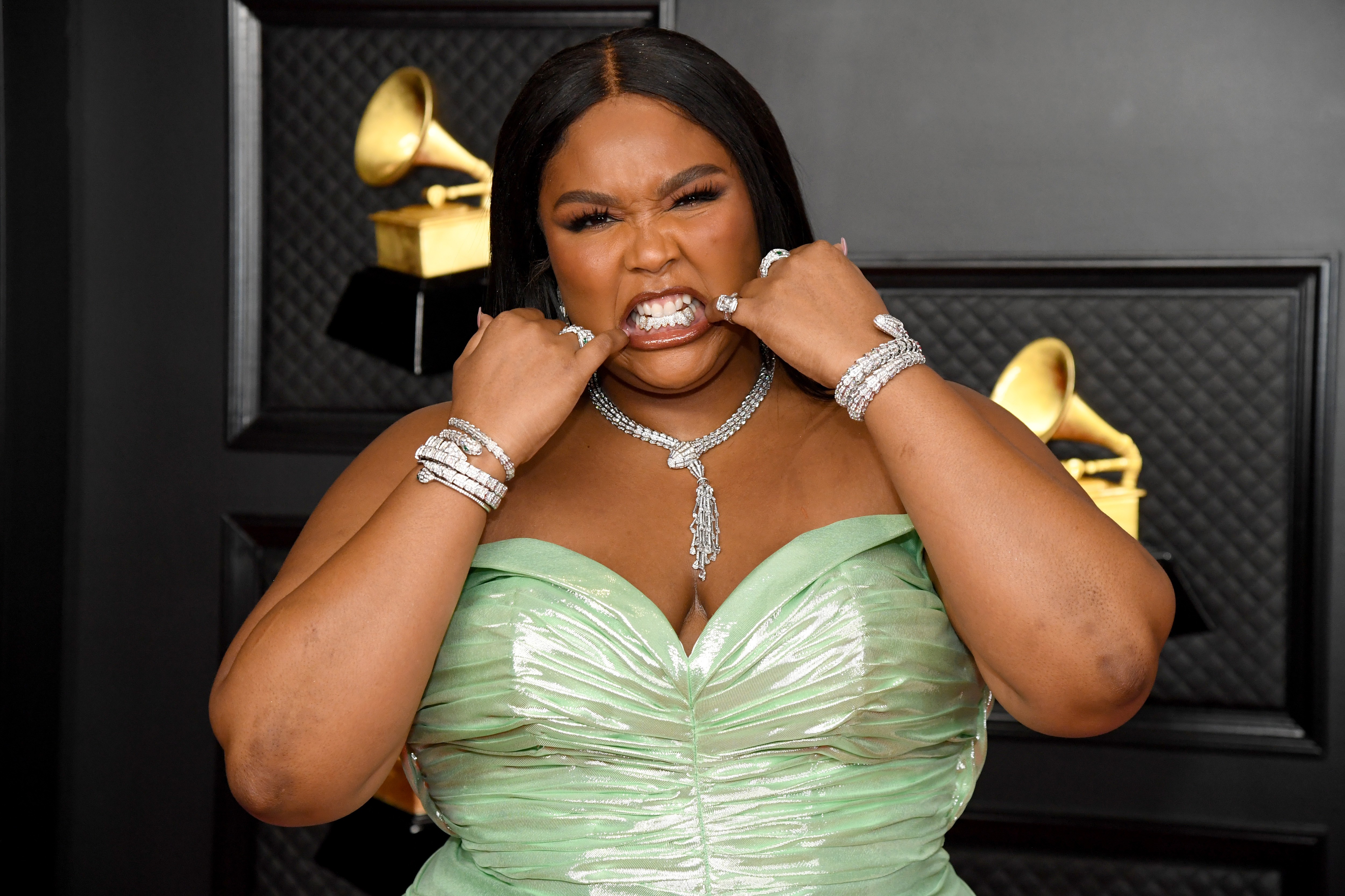 LOS ANGELES, CALIFORNIA - MARCH 14: Lizzo attends the 63rd Annual GRAMMY Awards at Los Angeles Convention Center on March 14, 2021 in Los Angeles, California. (Photo by Kevin Mazur/Getty Images for The Recording Academy ) (Foto: Getty Images for The Recording A)