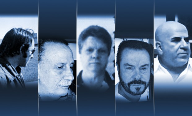'Reis da fronteira'. Nelson Rossati, Fahd Jamil, Gerson Palermo, Cabeça Branca e Jorge Rafaat 