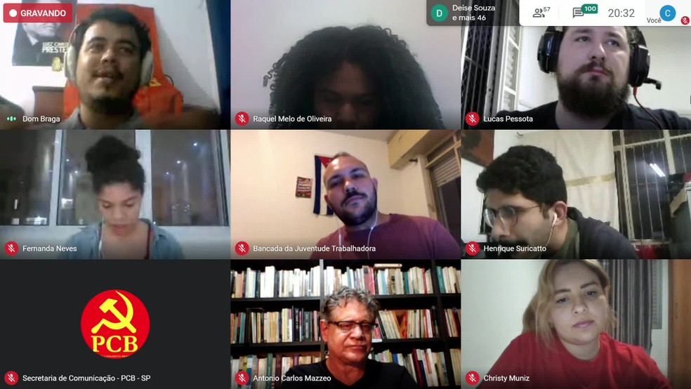 PCB realiza convenção virtual que definiu apoio à candidatura de Guilherme Boulos (PSOL) à Prefeitura de São Paulo. — Foto: Reprodução 