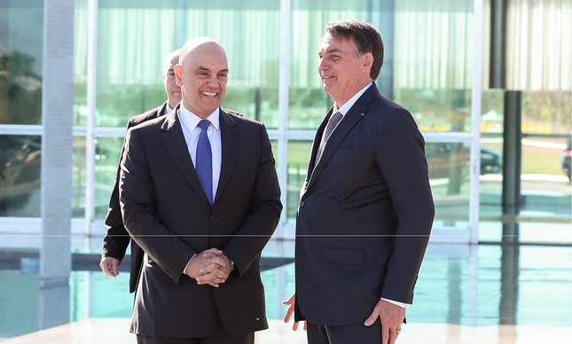 Presidente Bolsonaro e o ministro do Supremo Alexandre de Moraes, em agosto de 2019
