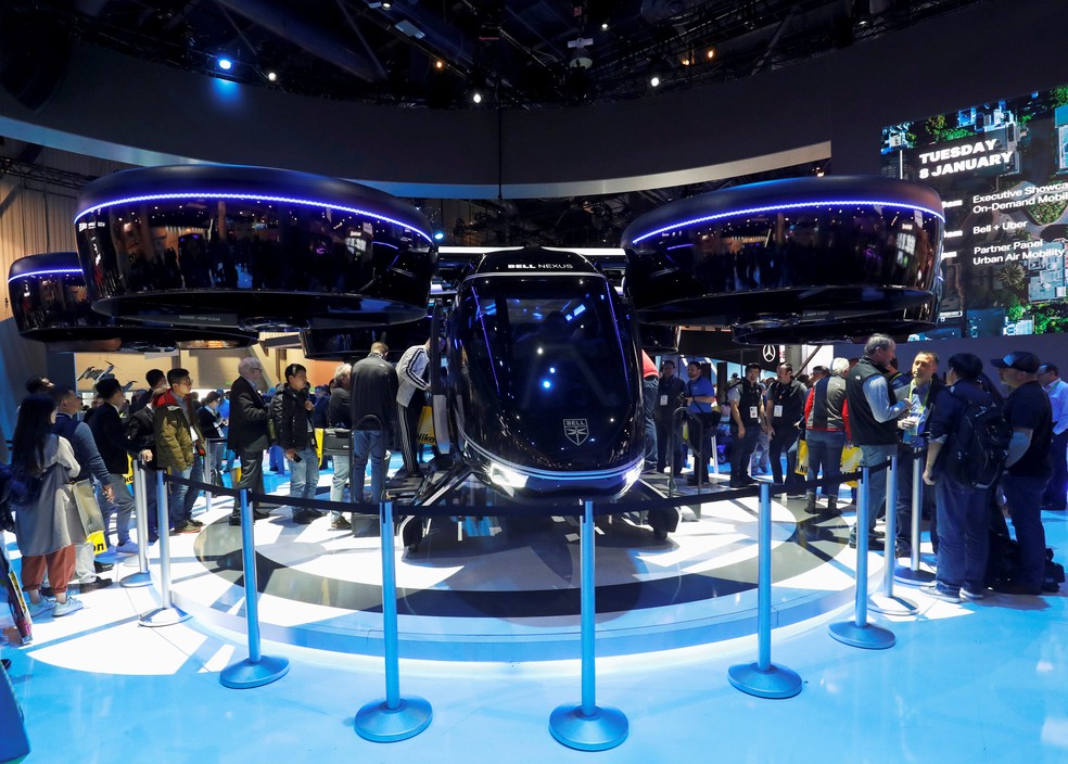 Carro voador Bell Nexus foi apresentado na CES 2019, em Las Vegas — Foto: Steve Marcus/Reuters