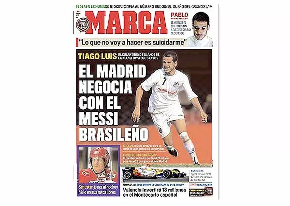 Capa do jornal Marca de 2008 &acirc; Foto: Reprodu&Atilde;&sect;&Atilde;&pound;o