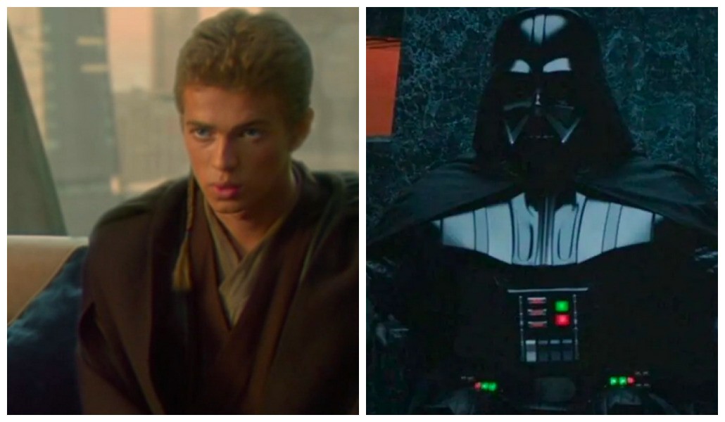 Hayden Christensen em cena de Star Wars: Episódio II - O Ataque dos Clones e na série Obi-Wan Kenobi (Foto: Reprodução)