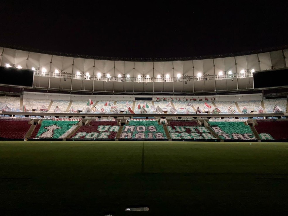 Torcida do Fluminense prepara novo mosaico para jogo contra Santa Fe — Foto: Reprodução