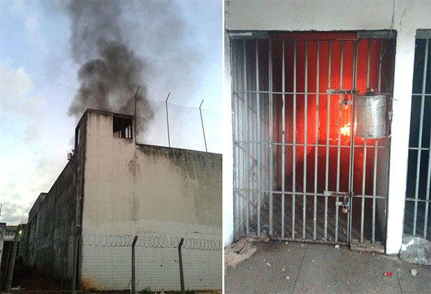 Em Alcaçuz e na Cadeia Pública de Natal, presos se rebelaram e atearam fogo em celas (Foto: G1/RN)