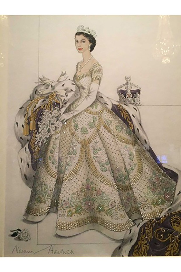 Close-up of Norman Hartnell's sketch for The Queen's coronation gown (Foto: Divulgação)