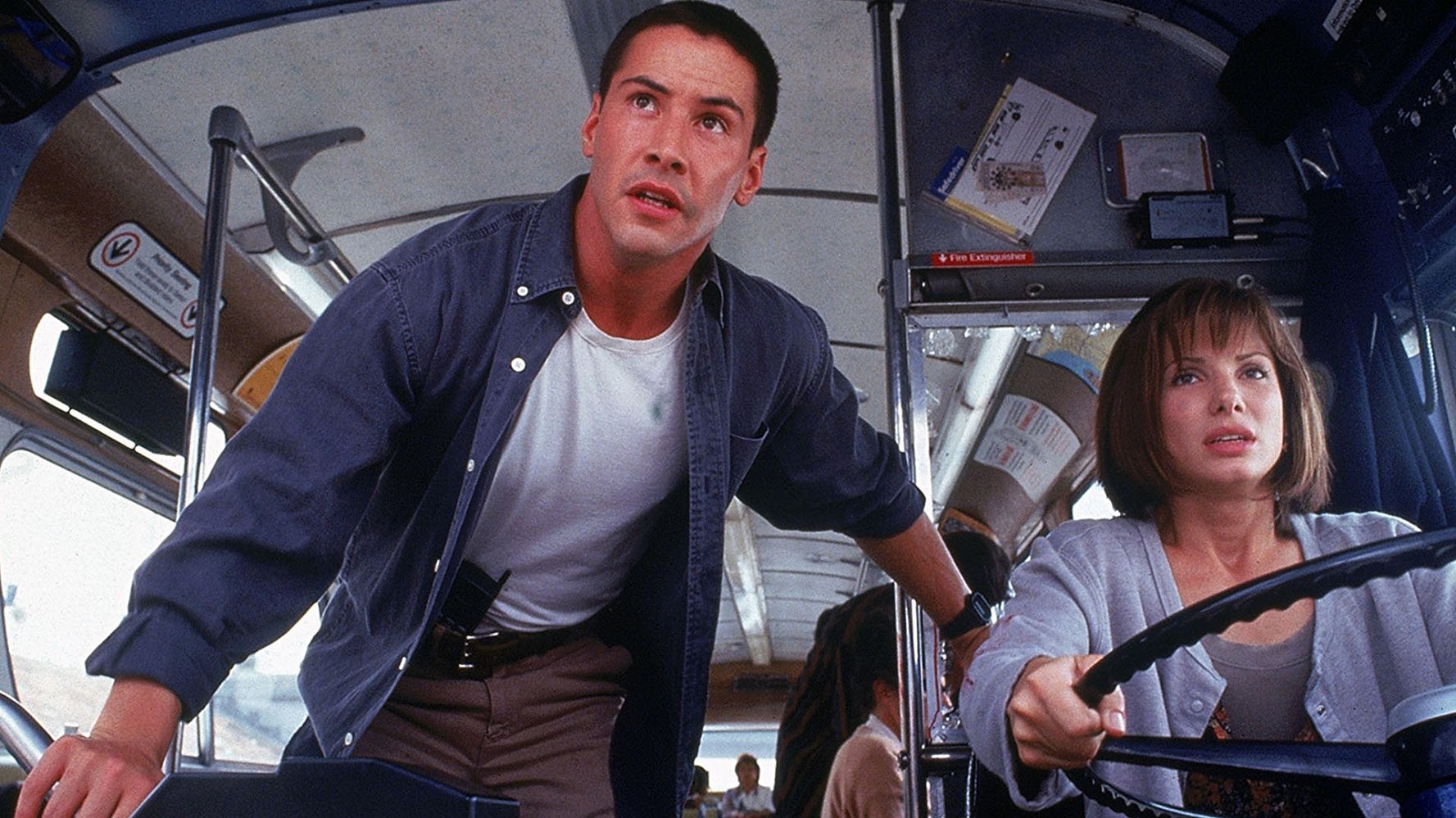 Keanu Reeves e Sandra Bullock em 'Velocidade Máxima' (1994) (Foto: Divulgação)