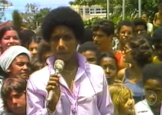 Glória Maria cobriu o assassinato de Ângela Diniz, em 1979 — Foto: Reprodução/TV Globo