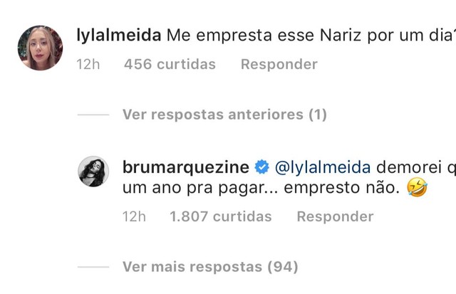 Bruna Marquezine responde a fã no Instagram (Foto: Reprodução/Instagram)