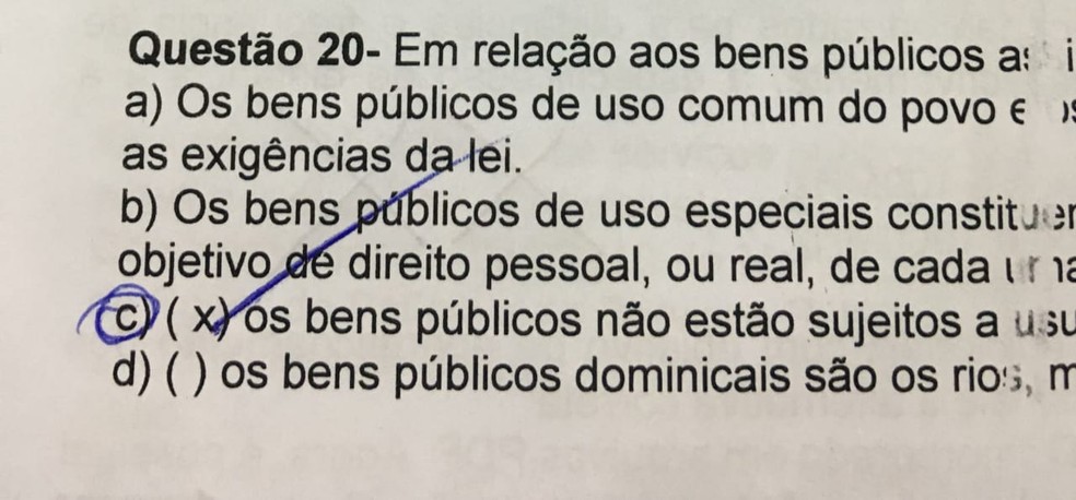 Opção estava marcada com um X — Foto: Divulgação