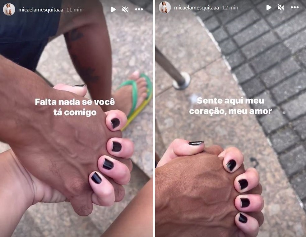 Micaela Mesquita postou registros de m&atilde;os dadas com rapaz &mdash; Foto: Reprodu&ccedil;&atilde;o/Instagram