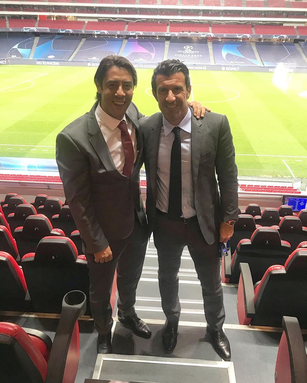 Em Casa Jorge Jesus Acompanha Psg X Rb Leipzig Ao Lado De Figo Rui Costa E Fernando Santos Futebol Portugues Ge
