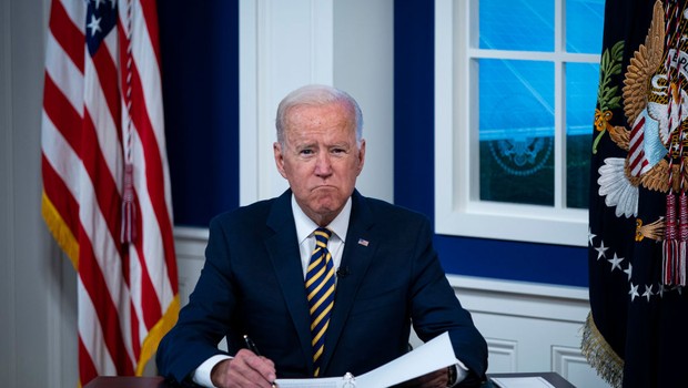 Joe Biden, presidente dos Estados Unidos, em conferência sobre o clima (Foto:  Al Drago / Correspondente / Getty Images)