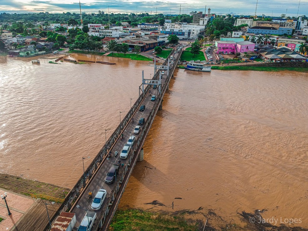 Rio Acre na capital está a 10 centímetros da cota de transbordo  — Foto: Jardy Lopes/Arquivo pessoal