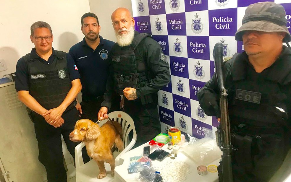 'Funk' com policiais e delegados que participaram da operação (Foto: Polícia Civil/ Divulgação)