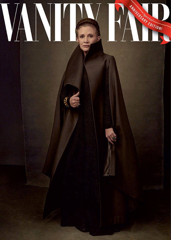 Carrie Fisher em uma das novas capas da revista Vanity Fair (Foto: reprodução; Annie Leibovitz e Vanity Fair)
