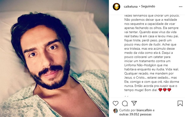 Caike Luna anuncia início de tratamento contra Linfoma Não-Hodgkin (Foto: Reprodução/Instagram)