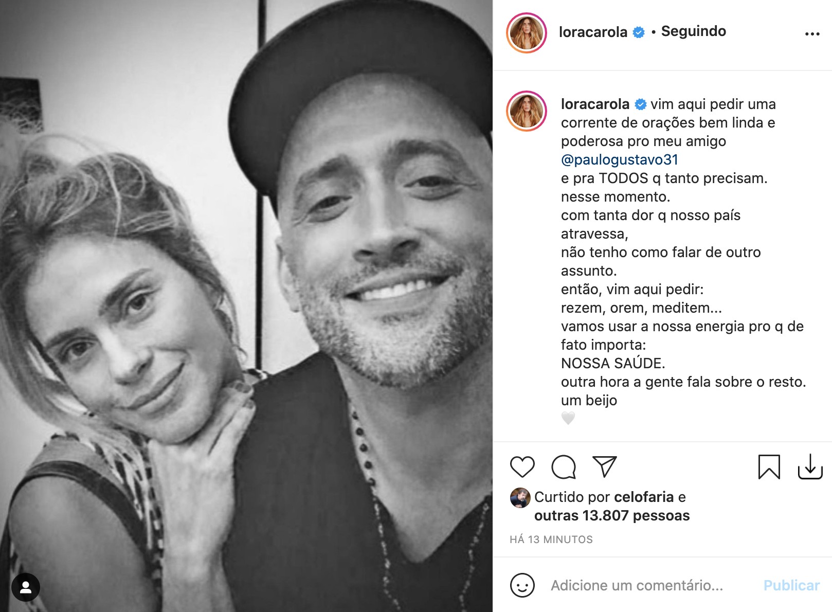 Carolina Dieckmann e Paulo Gustavo (Foto: Instagram)