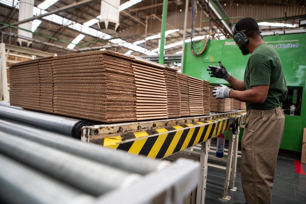 Fábrica de papelão ondulado para embalagens no interior de São Paulo  — Foto: Fabio Tito / G1