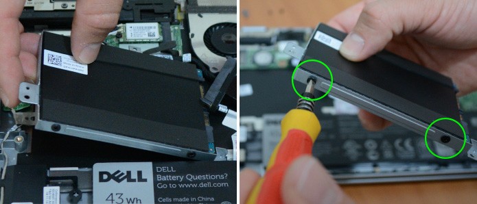 Há suportes para HD em notebook que utilizam parafusos para evitar vibração do HD (Foto: Reprodução/Adriano Hamaguchi)