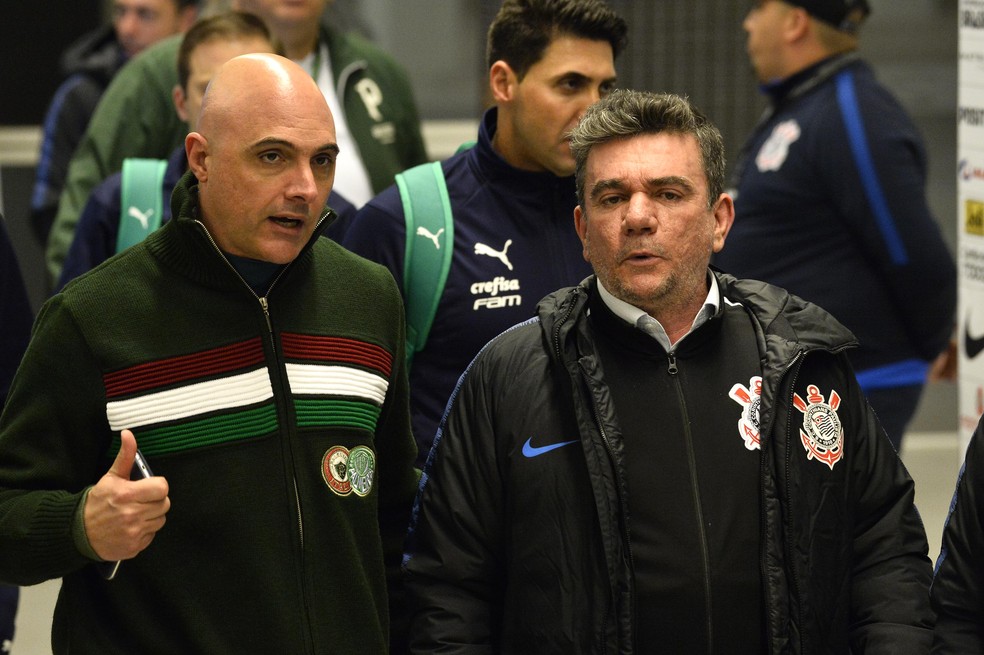 Galiotte e Andrés Sanchez, presidentes de Palmeiras e Corinthians — Foto: Marcos Ribolli