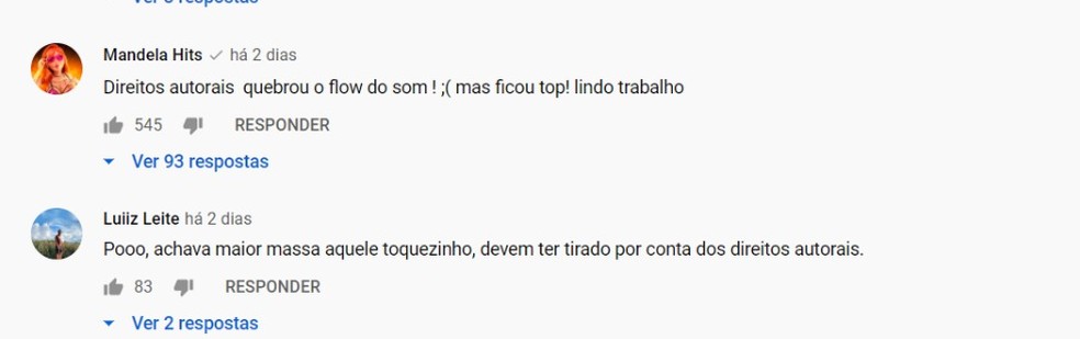 Internautas reclamam da mudança de 'Tapão na raba' — Foto: Reprodução / YouTube