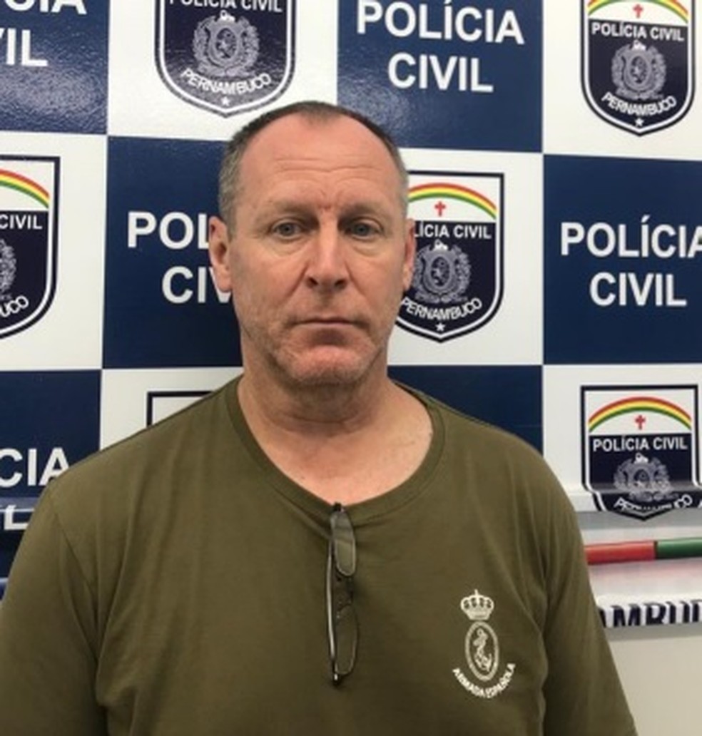 Paul Steven Perron, 55, was arrested on suspicion of raping an 11-year-old boy in Recife. Photo: PCPE / Divulgação