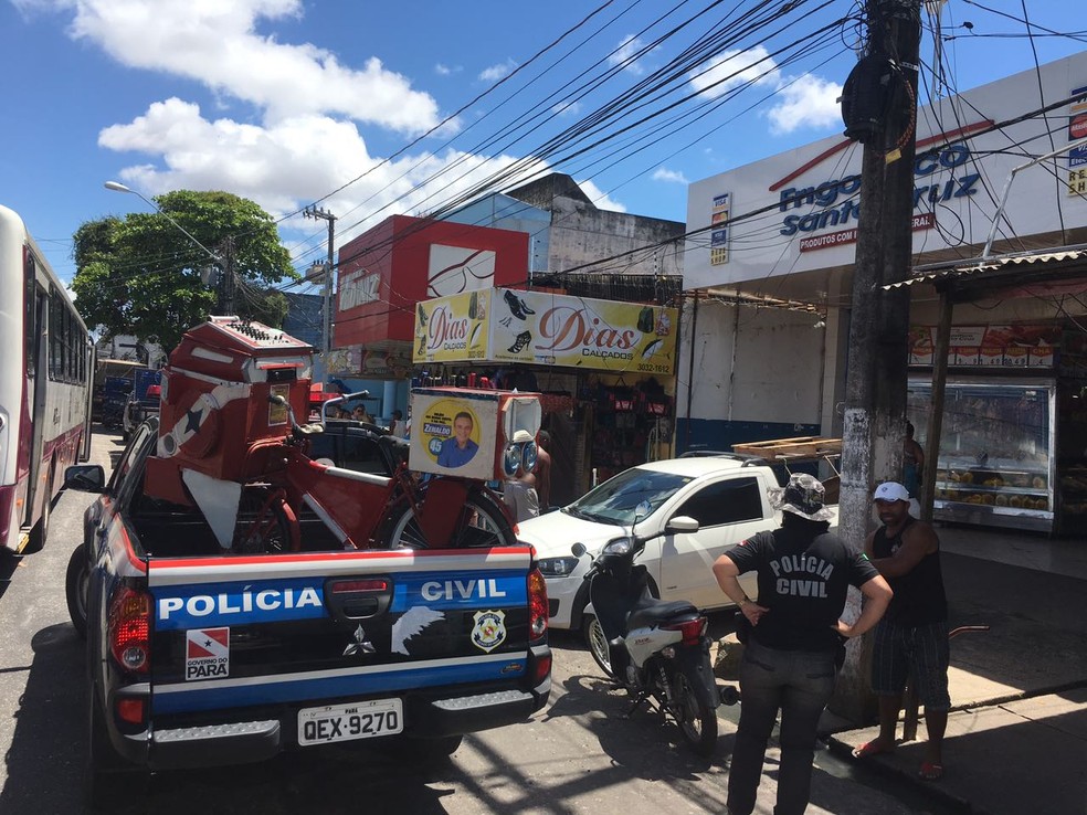Equipamentos foram apreendidos durante fiscalização no entorno da feira o bairro do Guamá, em Belém. (Foto: Divulgação / Polícia Civil)