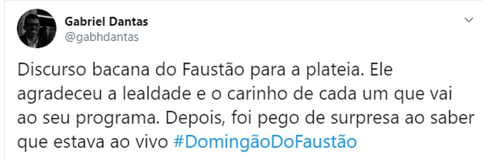Faustão agradece presença do público no 'Domingão' e encanta internautas — Foto: Globo