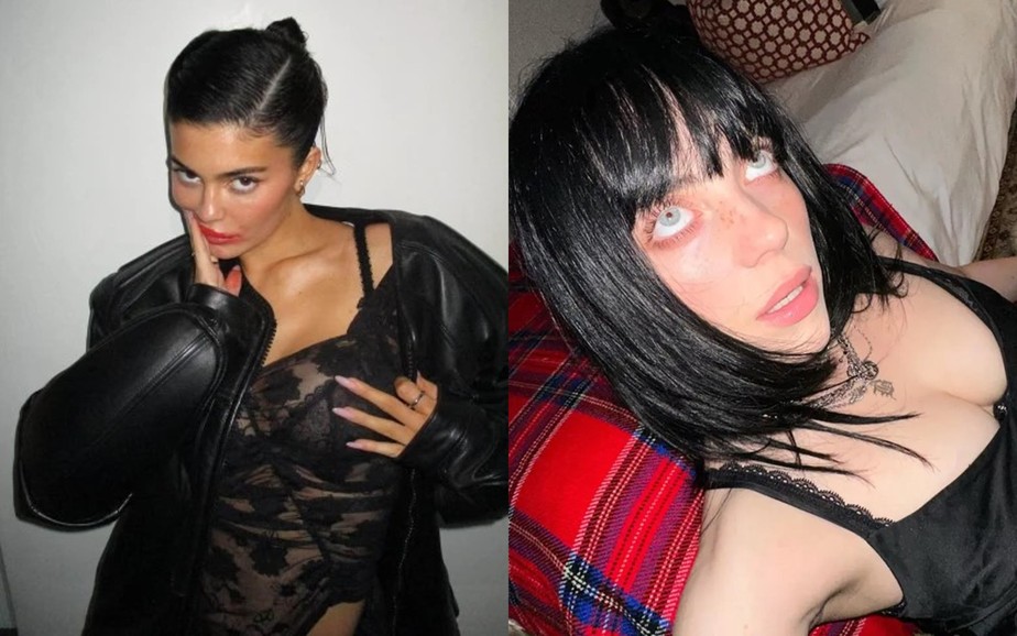 Kylie Jenner e Billie Eilish apostam em looks all black com transparência