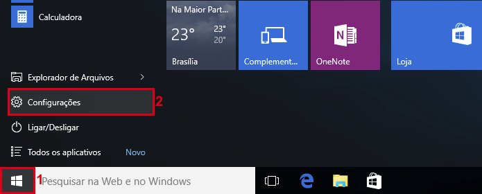 Acessando as configurações do Windows 10 (Foto: Reprodução/Edivaldo Brito)