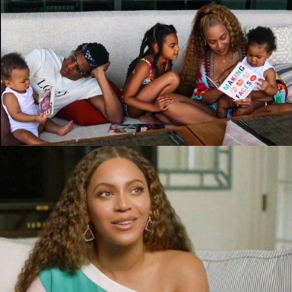 Beyoncé e os filhos em cena do documentário Making the Gift (Foto: Reprodução)