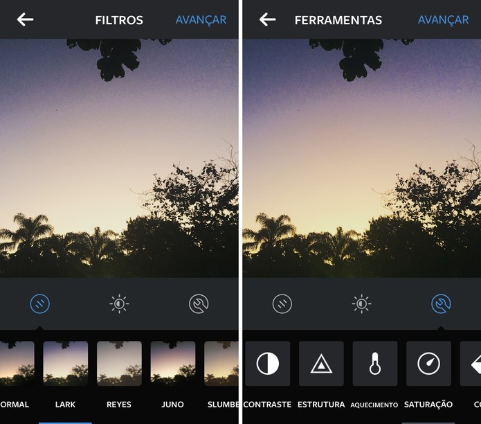 O próprio aplicativo do Instagram conta com várias ferramentas de edição (Foto: Reprodução/Juliana Pixinine)