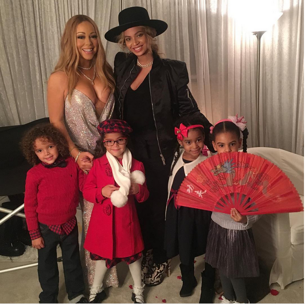 As cantoras Mariah Carey e Beyoncé com os filhos (Foto: Instagram)