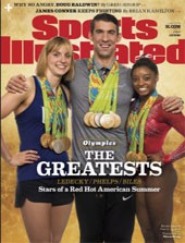 Katie Ledecky estampa capa da Sports Illustrated ao lado de Michael Phelps e Simone Biles (Foto: Divulgação)