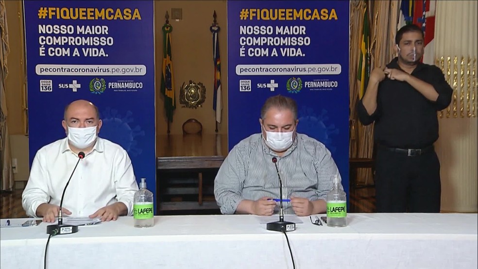 Secretários de Saúde do Recife e Pernambuco detalharam pandemia de coronavírus — Foto: Reprodução/Governo de Pernambuco