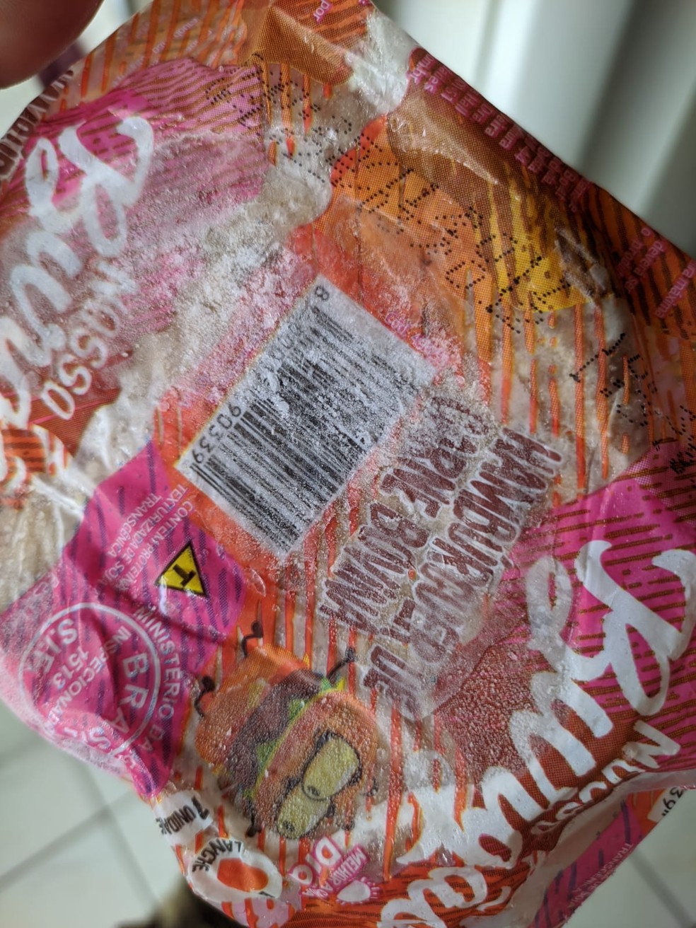 Hambúrguer comprado nesta semana teria vencido em 2012, segundo data impressa na embalagem — Foto: Arquivo Pessoal