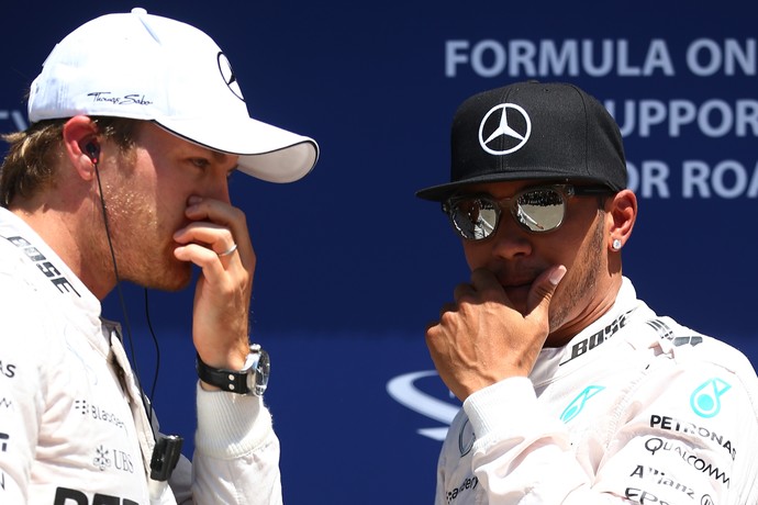 Lewis Hamilton e Nico Rosberg após o treino classificatório para o GP do Canadá (Foto: Getty images)