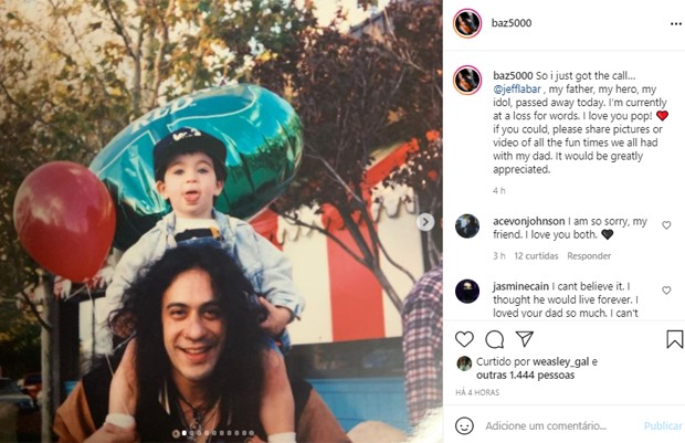 Filho de Jeff LaBar lamenta morte do guitarrista (Foto: Reprodução/Instagram)