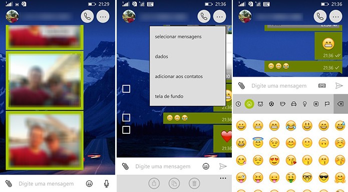 WhatsApp para Windows Phone ganhou nova interface na janela de conversa (Foto: Reprodução/Elson de Souza)