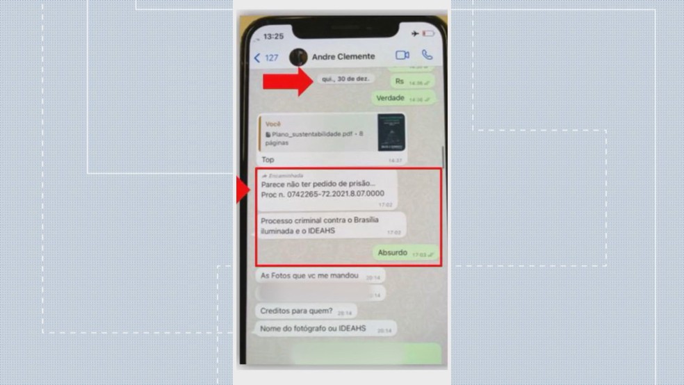 André Clemente fez alertou dono de instituto contratado para fazer o Brasília Iluminada — Foto: Reprodução