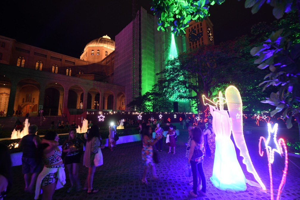 Decoração natalina na Basílica de Aparecida em 2019 — Foto: Thiago Leon/Santuário Nacional de Aparecida