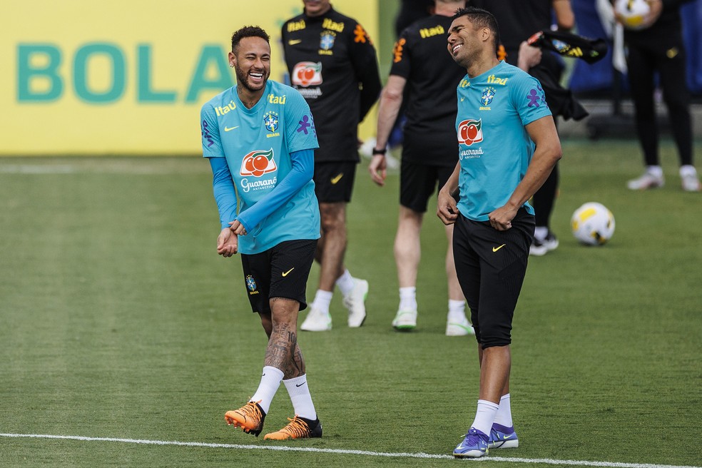 Neymar e Casemiro são figuras certas da seleção na Copa do Mundo do Catar — Foto: Lucas Figueiredo/CBF